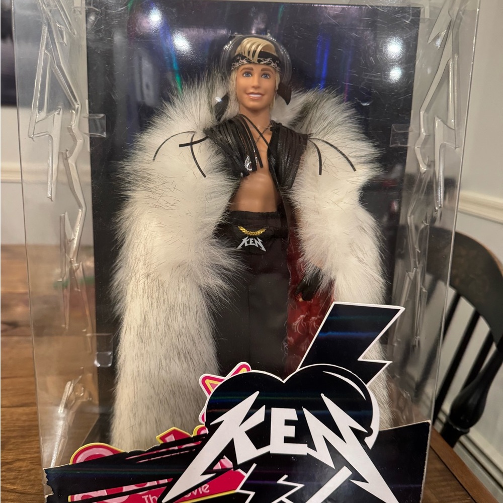 Mattel Ken Doll with Black and White Fur Coat